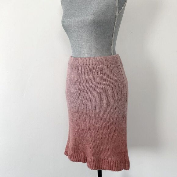 Free People Blush & Coral Pink Ombré Knit Pencil Skirt Sz M Boho Chic Coastal - Picture 2 of 11
